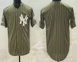 New York Yankees Blank Olive Pinstripe 2026 Armed Forces Day Salute To Service Jersey
