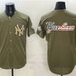 New York Yankees Team Big Logo Olive 2026 Armed Forces Day Stitched Jersey
