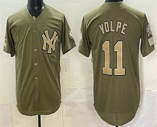 New York Yankees #11 Anthony Volpe Olive 2026 Armed Forces Day Jersey
