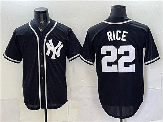New York Yankees #22 Ben Rice 2026 Fashion Replica Black Out Stitched Jersey