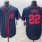 New York Yankees #22 Juan Soto Navy Red Fashion Cool Base  Baseball Jersey