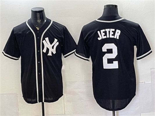 New York Yankees #2 Derek Jeter 2026 Fashion Replica Black Out Stitched Jersey