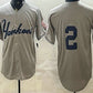 New York Yankees #2 Derek Jeter Grey Without Name Limited Jersey
