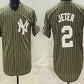 New York Yankees #2 Derek Jeter Olive Pinstripe 2026 Armed Forces Day Salute To Service Jersey