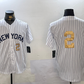 New York Yankees #2 Derek Jeter White Pinstripe Without Name Fashion Cool Base Stitched Baseball Jersey