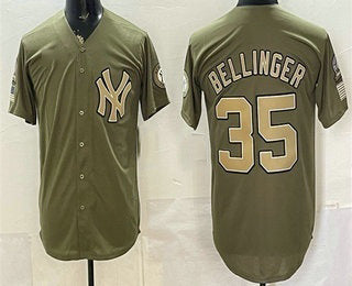 New York Yankees #35 Cody Bellinger Olive 2026 Armed Forces Day Jersey