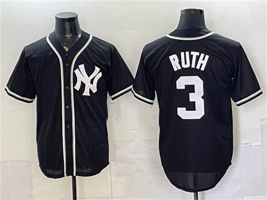New York Yankees #3 Babe Ruth 2026 Fashion Replica Black Out Stitched Jersey