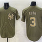 New York Yankees #3 Babe Ruth Olive 2026 Armed Forces Day Stitched Jersey