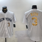 New York Yankees #3 Babe Ruth White Pinstripe Fashion Cool Base Stitched Baseball Jersey
