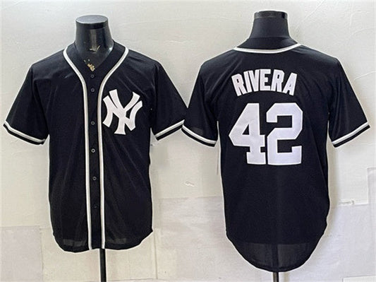 New York Yankees #42 Mariano Rivera 2026 Fashion Replica Black Out Stitched Jersey