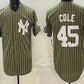 New York Yankees #45 Gerrit Cole Olive Pinstripe 2026 Armed Forces Day Salute To Service Jersey