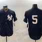 New York Yankees #5 Joe DiMaggio Black With Patch Cool Base Stitched Baseball Jersey