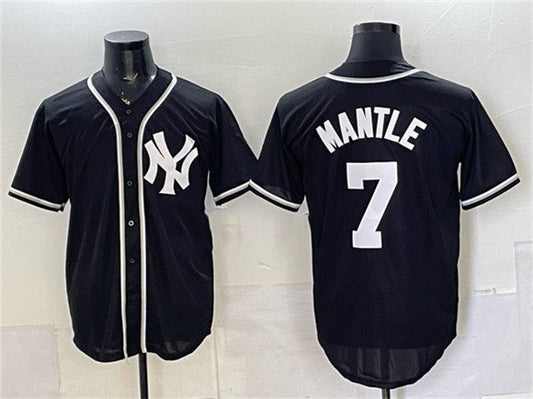 New York Yankees #7 Mickey Mantle 2026 Fashion Replica Black Out Stitched Jersey