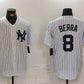 New York Yankees #8 Yogi Berra White Stitched Cool Base Throwback Baseball Jerseys
