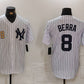 New York Yankees #8 Yogi Berra White Stitched Cool Base Throwback Baseball Jerseys
