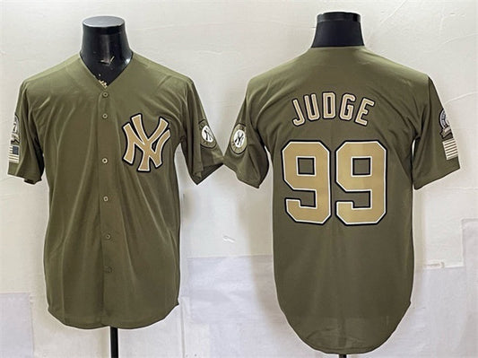 New York Yankees #99 Aaron Judge Olive 2026 Armed Forces Day Stitched Jersey