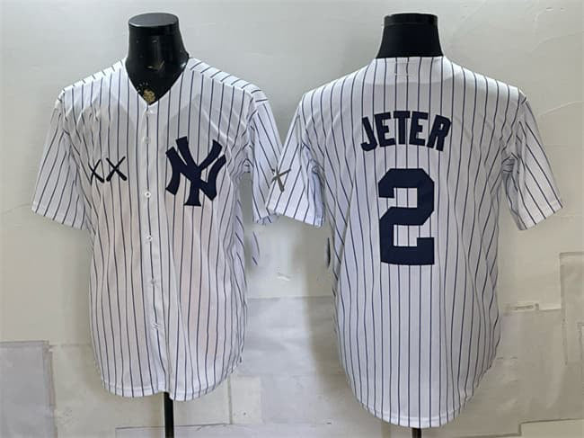 New York Yankees x KAWS #2 Derek Jeter White Stadium Stitched Baseball Jersey
