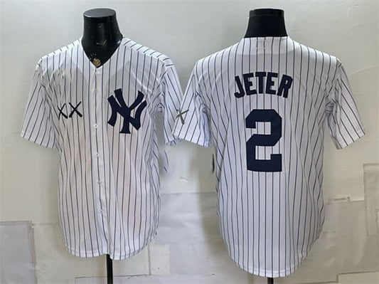 New York Yankees x KAWS #2 Derek Jeter White Stadium Stitched Baseball Jersey