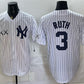 New York Yankees x KAWS #3 Babe Ruth White Stadium Stitched Baseball Jersey