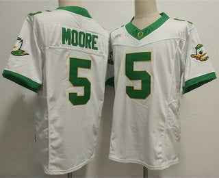 O.Ducks #5 Dakorien Moore White FUSE Football Stitched American College Jerseys