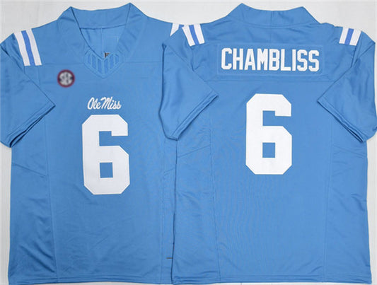 O.Miss Rebels #6 Trinidad Chambliss Blue 2026 F.U.S.E. Stitched American College Jerseys