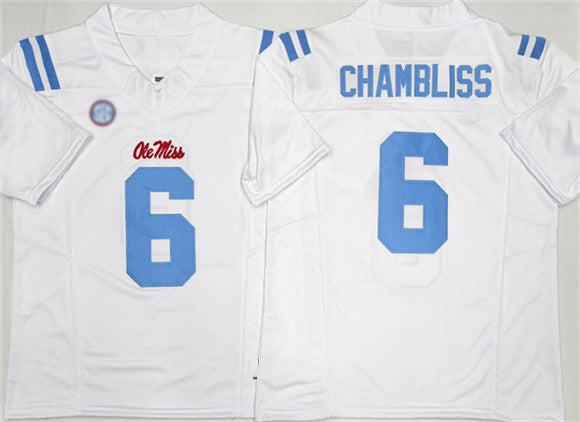 O.Miss Rebels #6 Trinidad Chambliss White 2026 F.U.S.E. Stitched American College Jerseys