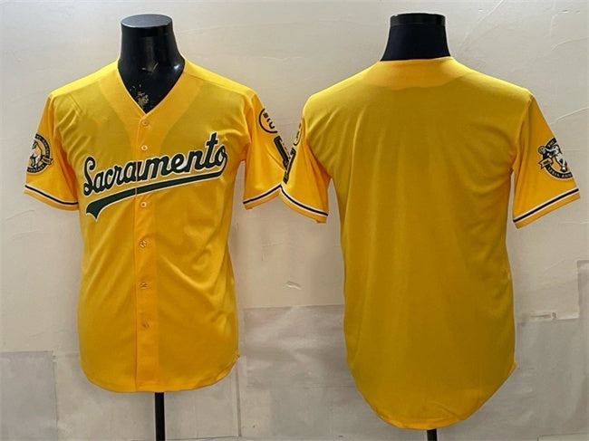 Oakland Athletics Blank 2026 Yellow Alternate Sacramento Celebrating 125 Years Vapor Limited Stitched Baseball Jersey