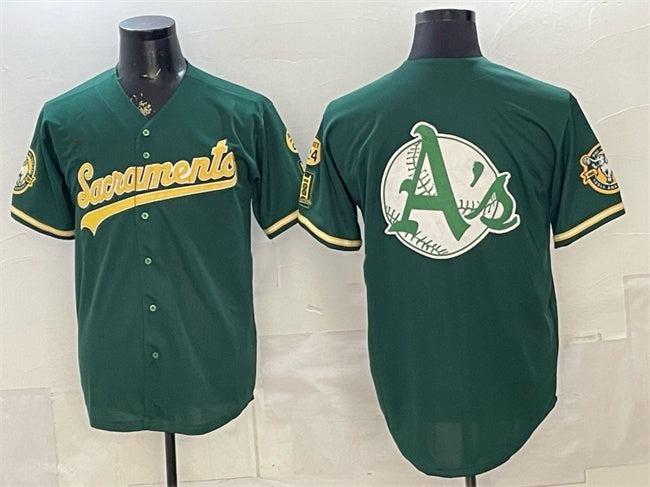 Oakland Athletics Team Big Logo 2026 Green Alternate Sacramento Celebrating 125 Years Vapor Limited Stitched Baseball Jerseys