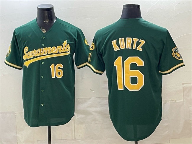 Oakland Athletics #16 Nick Kurtz 2026 Green Alternate Sacramento Celebrating 125 Years Vapor Limited Stitched Jersey
