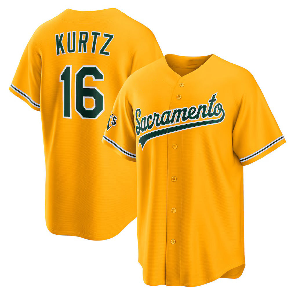 Oakland Athletics #16 Nick Kurtz Gold Alternate Stadium Stitched Baseball Jersey