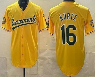 Oakland Athletics #16 Nick Kurtz Yellow Limited Jersey