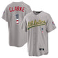 Oakland Athletics #1 Denzel Clarke Player Gray USA 250 Fourth of July Home Game Stitched Baseball Jersey