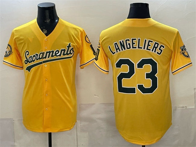 Oakland Athletics #23 Shea Langeliers 2026 Yellow Alternate Sacramento Celebrating 125 Years Vapor Limited Stitched Jersey