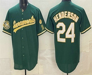 Oakland Athletics #24 Rickey Henderson 2026 Green Alternate Sacramento Celebrating 125 Years Limited Jersey