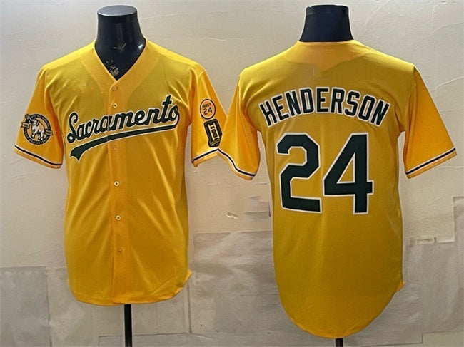 Oakland Athletics #24 Rickey Henderson 2026 Yellow Alternate Sacramento Celebrating 125 Years Vapor Limited Stitched Jersey