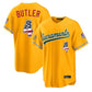 Oakland Athletics #4 Lawrence Butler Player Gold USA 250 Fourth of July Home Game Stitched Baseball Jersey