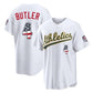 Oakland Athletics #4 Lawrence Butler Player White USA 250 Fourth of July Home Game Stitched Baseball Jersey