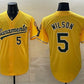 Oakland Athletics #5 Jacob Wilson 2026 Yellow Alternate Sacramento Celebrating 125 Years Vapor Limited Stitched Jersey