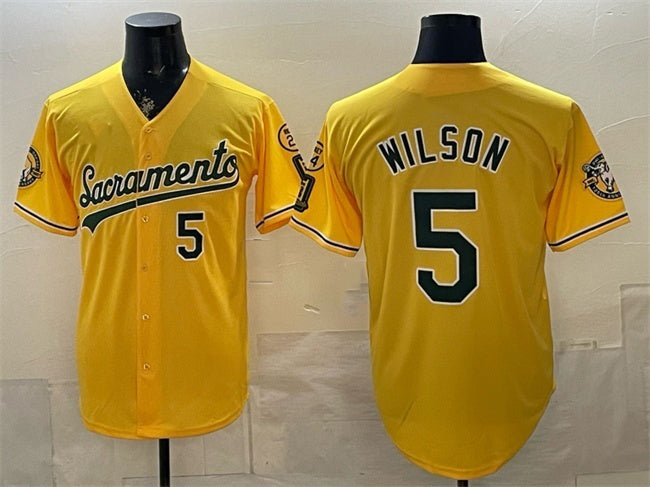Oakland Athletics #5 Jacob Wilson 2026 Yellow Alternate Sacramento Celebrating 125 Years Vapor Limited Stitched Jersey