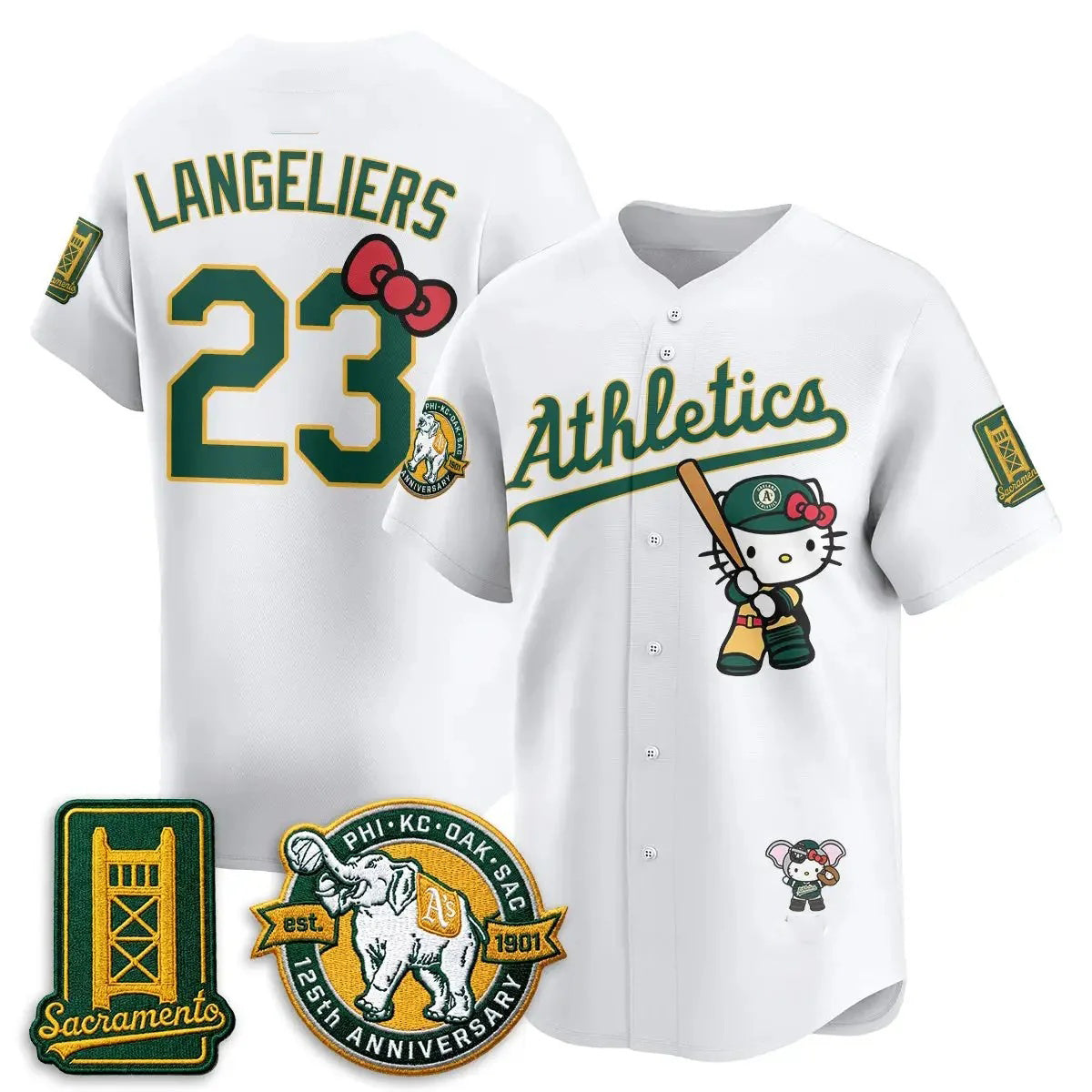 Oakland Athletics #23 Shea Langeliers White Puhics Meow KT 2026 Vapor Limited Stitched Jersey
