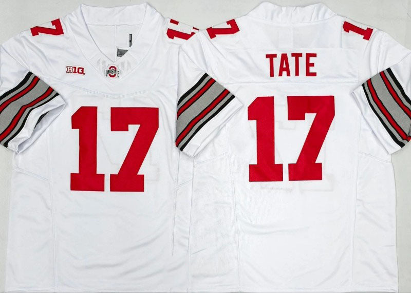 O.State Buckeyes #17 Carnell Tate White 2025 F.U.S.E. Limited Stitched American College Jerseys