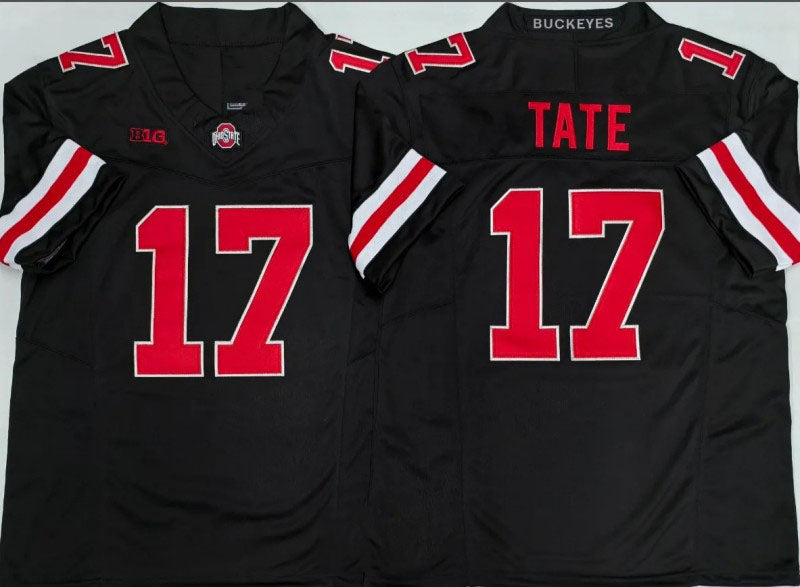 O.State Buckeyes #17 Carnell Tate Black 2025 F.U.S.E. Limited Stitched American College Jerseys
