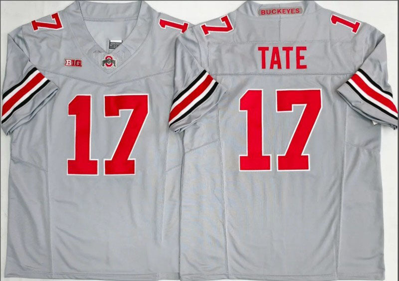 O.State Buckeyes #17 Carnell Tate Gray 2025 F.U.S.E. Limited Stitched American College Jerseys
