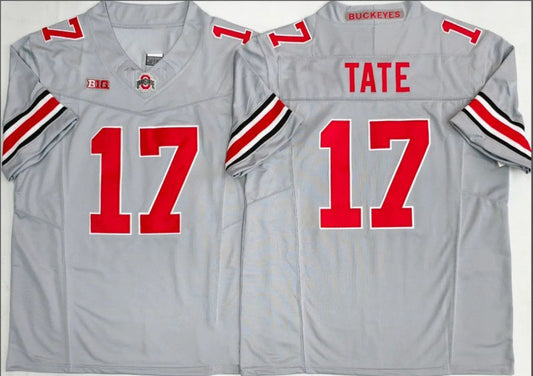O.State Buckeyes #17 Carnell Tate Gray 2025 F.U.S.E. Limited Stitched American College Jerseys