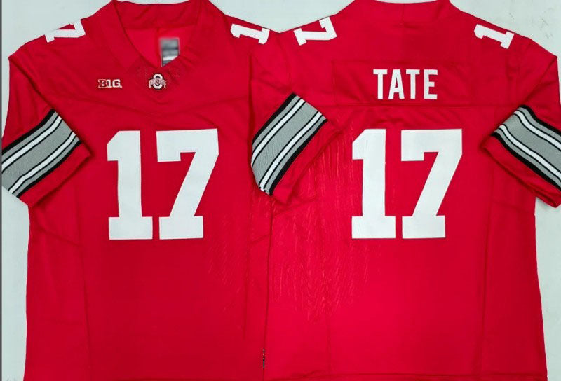 O.State Buckeyes #17 Carnell Tate Red 2025 F.U.S.E. Limited Stitched American College Jerseys