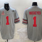 O.State Buckeyes #1 Buckeyes Grey 2025 CFP Final With National Champions Patch F.U.S.E. Vapor Limited Stitched Football American College Jerseys