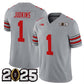 O.State Buckeyes #1 Quinshon Judkins Grey 2025 CFP Final Patch F.U.S.E. Vapor Limited Stitched Football American College Jerseys