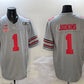 O.State Buckeyes #1 Quinshon Judkins Grey 2025 CFP Final With National Champions Patch F.U.S.E. Vapor Limited Stitched Football American College Jerseys
