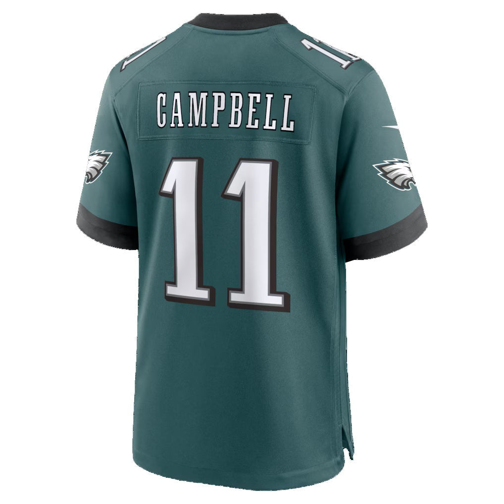 P.Eagles #11 Jihaad Campbell Midnight Green Team Game Football Jersey