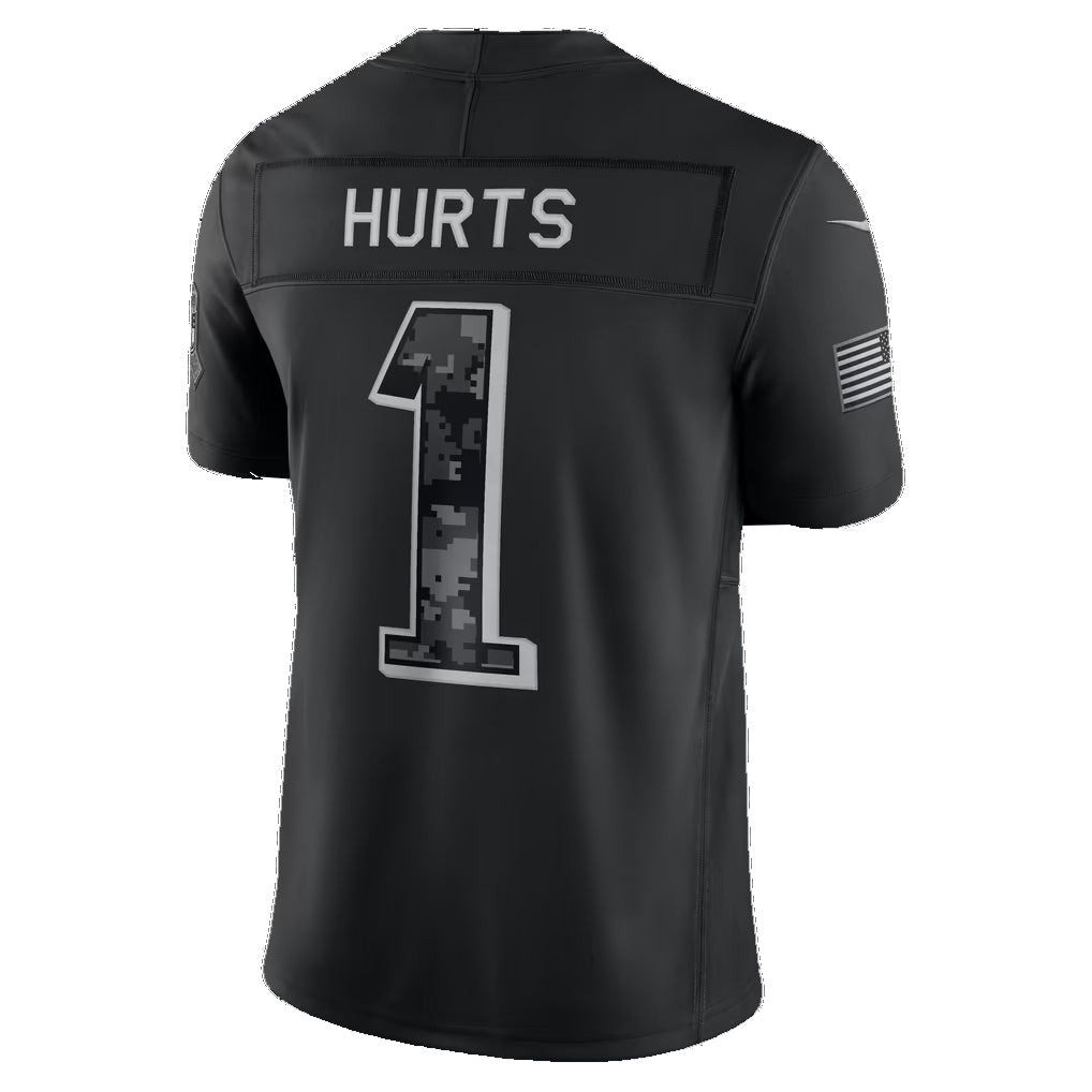 P.Eagles #1 Jalen Hurts Black 2026 Salute to Service Stitched Limited Football Jersey